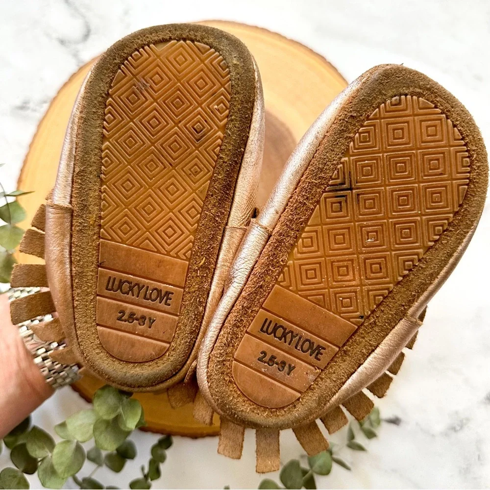 Lucky Love Metallic Gold Leather Moccasins